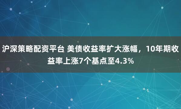 沪深策略配资平台 美债收益率扩大涨幅，10年期收益率上涨7个基点至4.3%